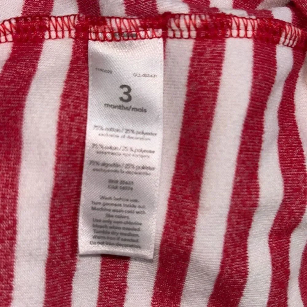 Carter's Candy Cane Striped Santa's Helper Footed Long Sleeve One Piece 3 Months